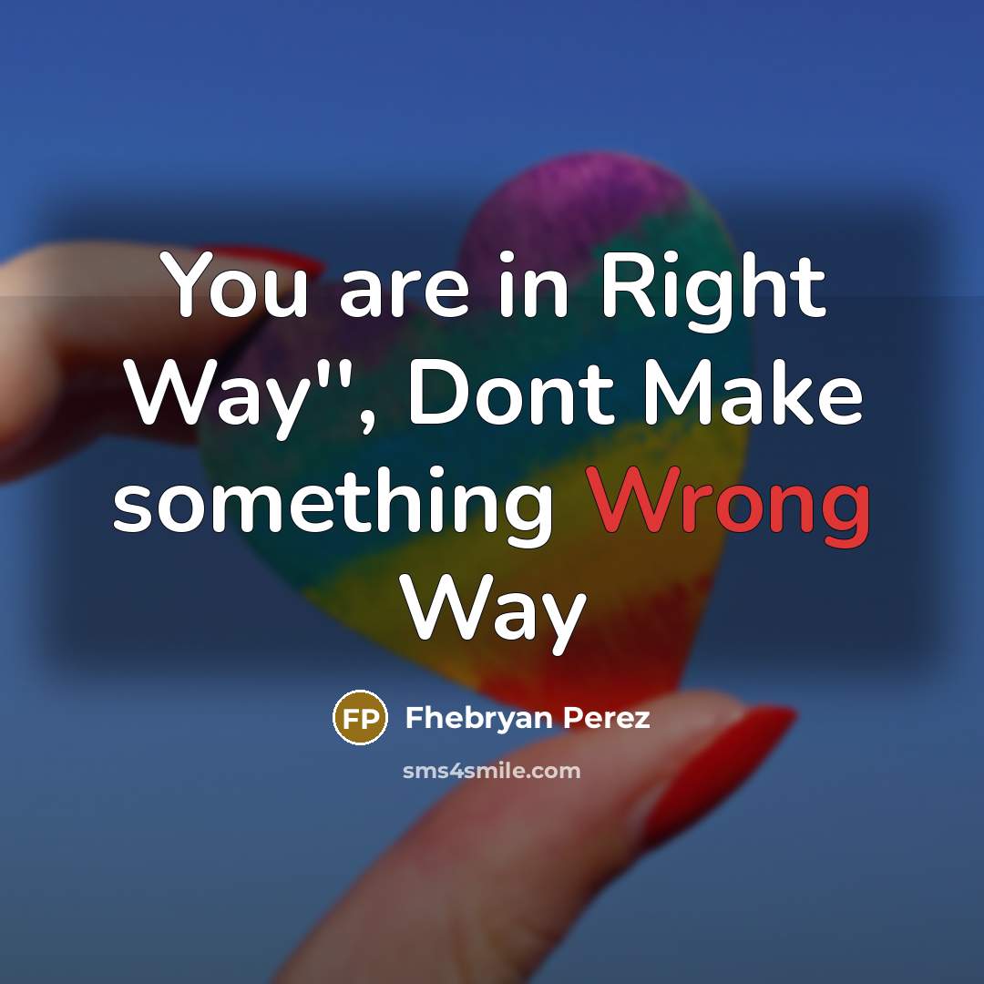 “You are in Right Way'', Dont Make something Wrong Way” quote by Fhebryan Perez