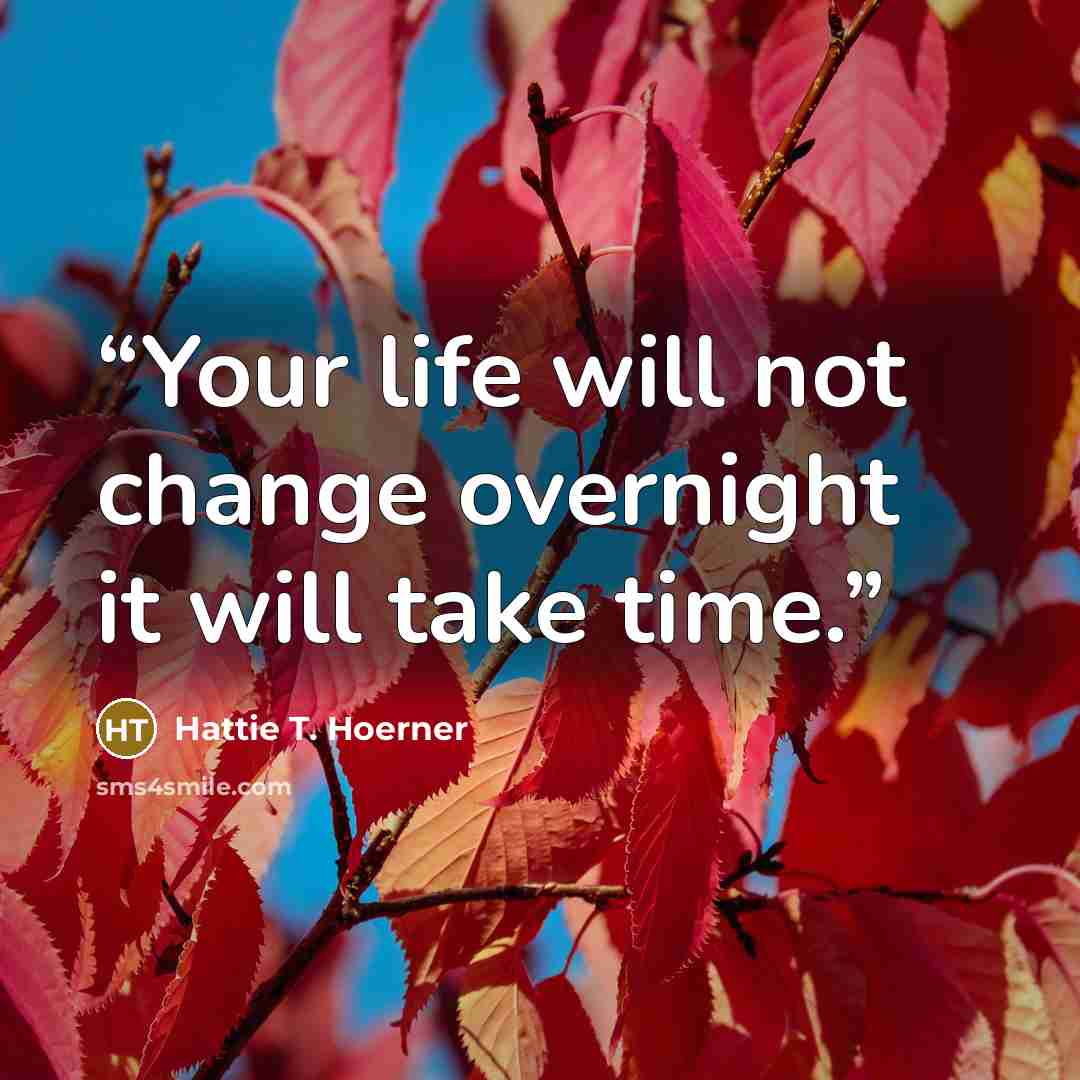 “Your life will not change overnight it will take time.” quote by Hattie T. Hoerner