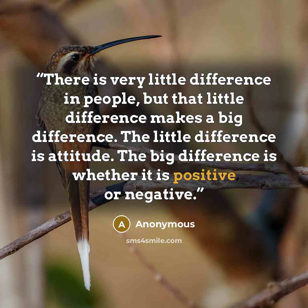 “There is very little difference in people, but that little difference makes a big difference. The little difference is attitude. The big difference is whether it is positive or negative.” quote by Anonymous