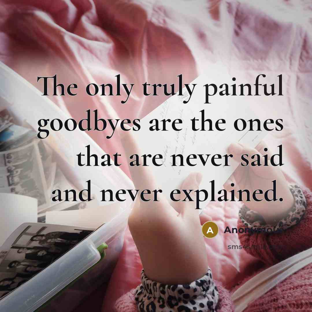 “The only truly painful goodbyes are the ones that are never said and never explained.” quote by Anonymous