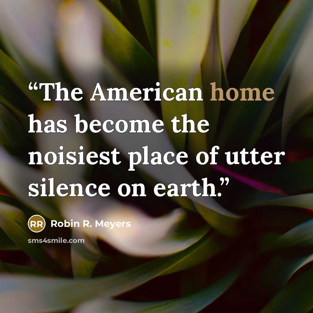 “The American home has become the noisiest place of utter silence on earth.” quote by Robin R. Meyers