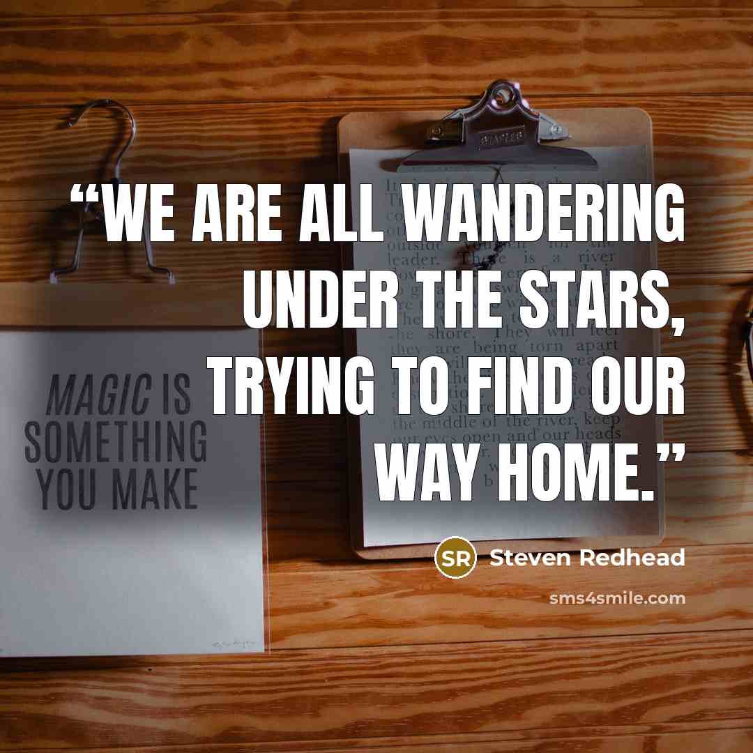 “We are all wandering under the stars, trying to find our way home.” quote by Steven Redhead