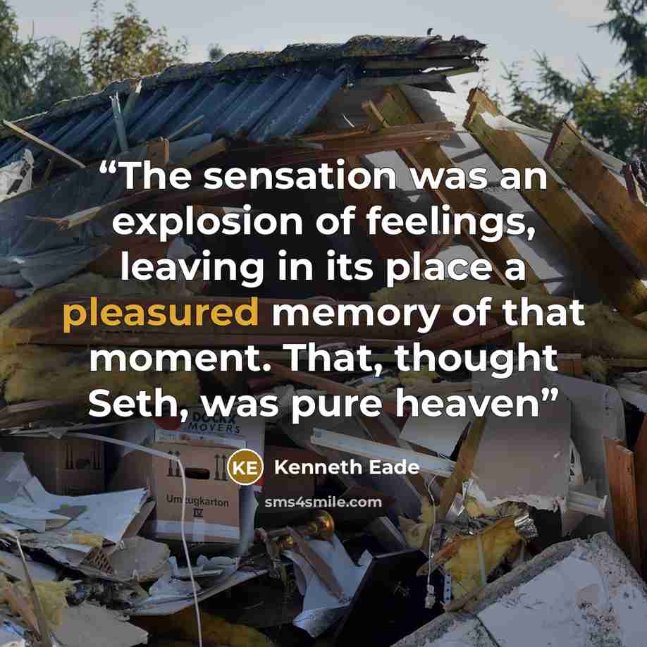“The sensation was an explosion of feelings, leaving in its place a pleasured memory of that moment. That, thought Seth, was pure heaven” quote by Kenneth Eade