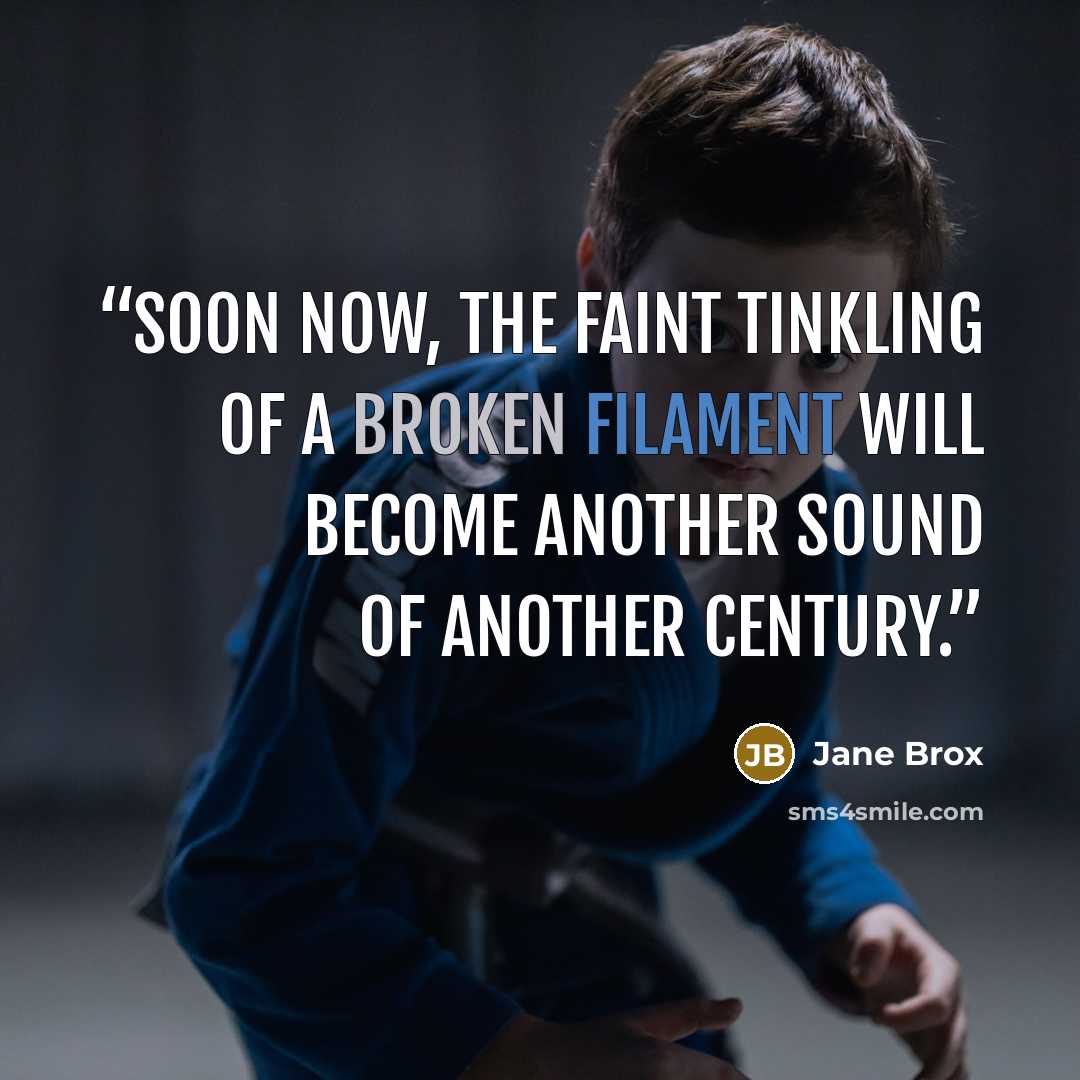 “Soon now, the faint tinkling of a broken filament will become another sound of another century.” quote by Jane Brox