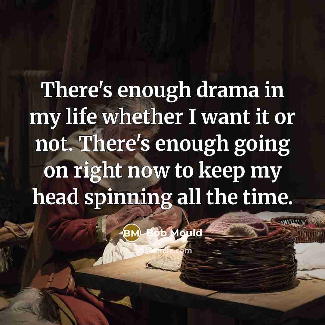 “There's enough drama in my life whether I want it or not. There's enough going on right now to keep my head spinning all the time.” quote by Bob Mould