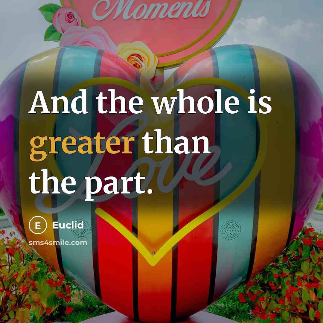 “And the whole is greater than the part.” quote by Euclid
