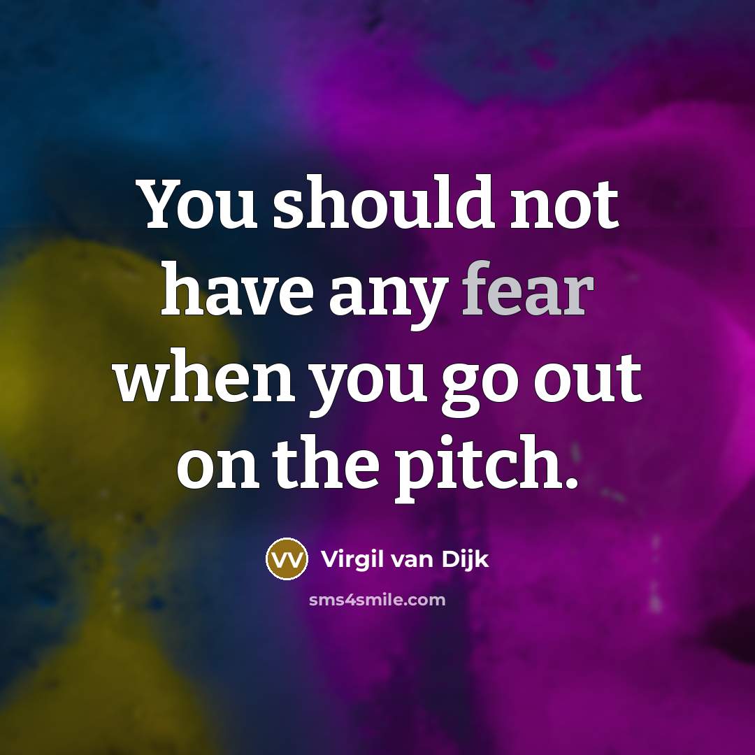 “You should not have any fear when you go out on the pitch.” quote by Virgil van Dijk