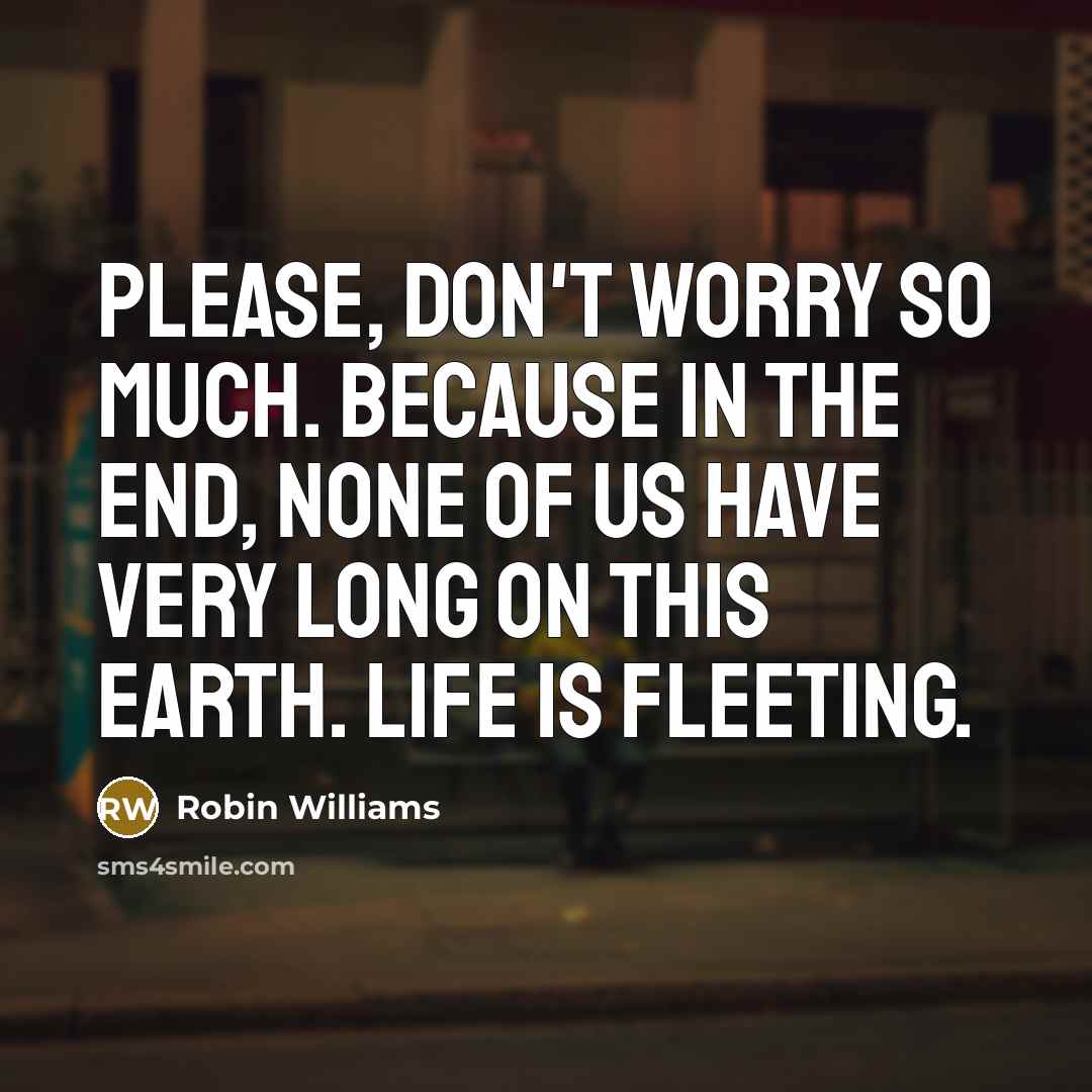“Please, don't worry so much. Because in the end, none of us have very long on this Earth. Life is fleeting.” quote by Robin Williams