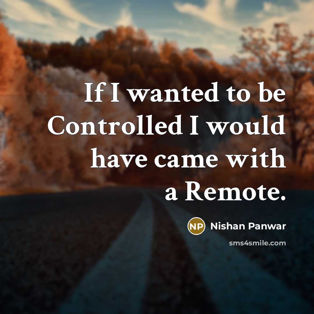 “If I wanted to be Controlled I would have came with a Remote.” quote by Nishan Panwar