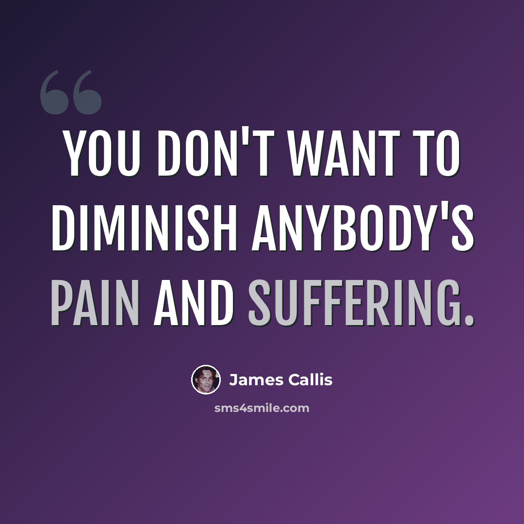 “You don't want to diminish anybody's pain and suffering.” quote by James Callis