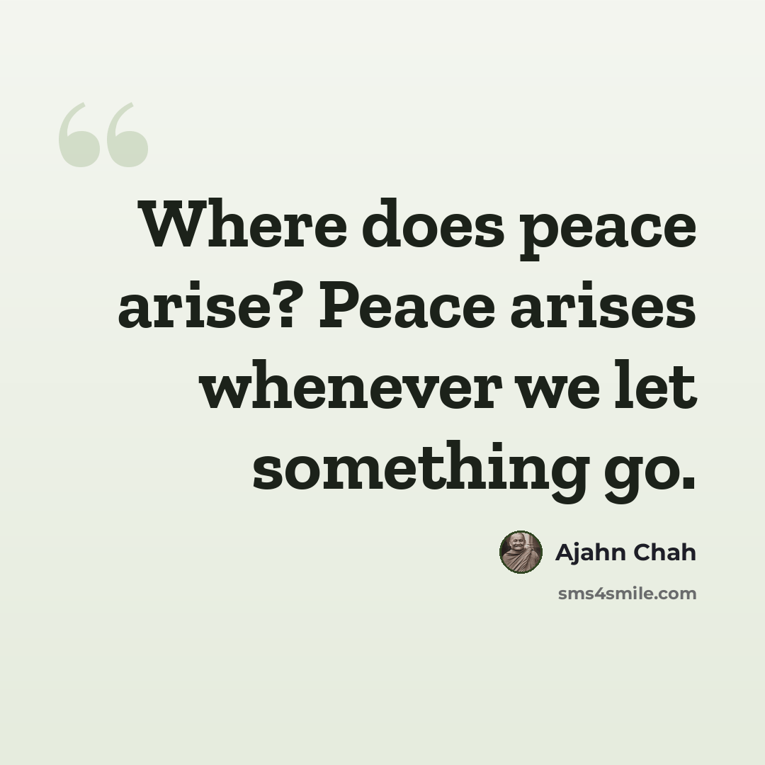 “Where does peace arise? Peace arises whenever we let something go.” quote by Ajahn Chah