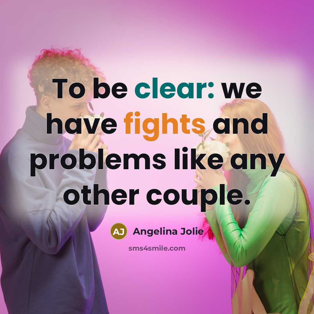“To be clear: we have fights and problems like any other couple.” quote by Angelina Jolie
