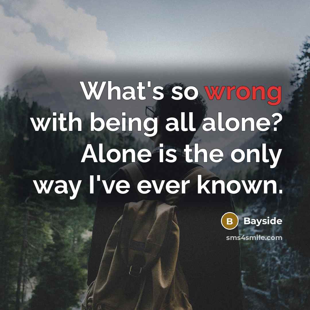 “What's so wrong with being all alone? Alone is the only way I've ever known.” quote by Bayside