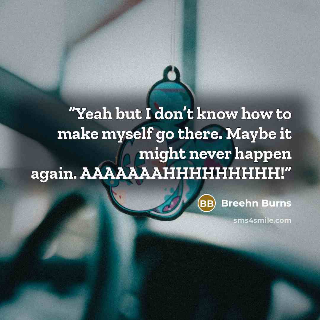“Yeah but I don’t know how to make myself go there. Maybe it might never happen again. AAAAAAAHHHHHHHHH!” quote by Breehn Burns