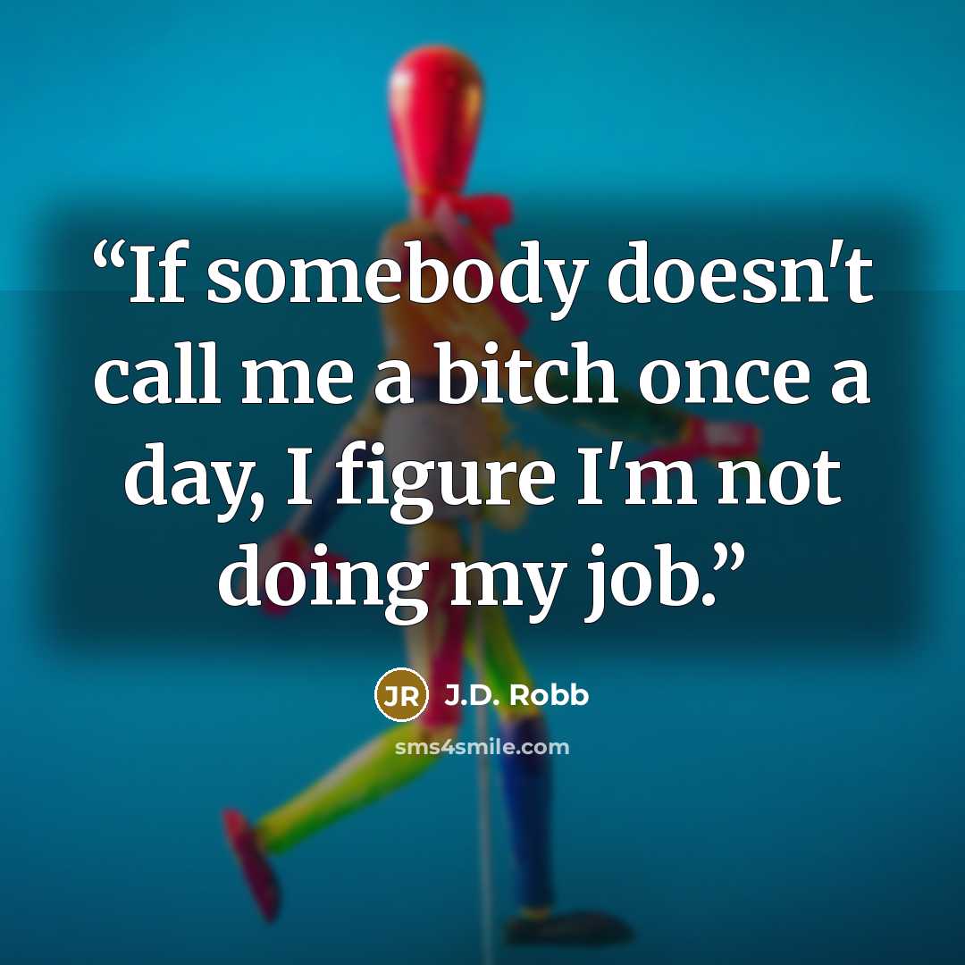 “If somebody doesn't call me a bitch once a day, I figure I'm not doing my job.” quote by J.D. Robb
