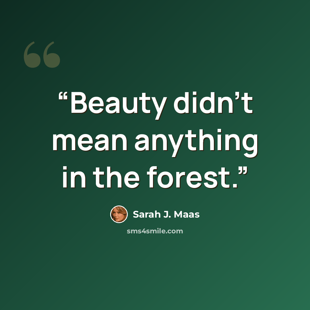 “Beauty didn’t mean anything in the forest.” quote by Sarah J. Maas
