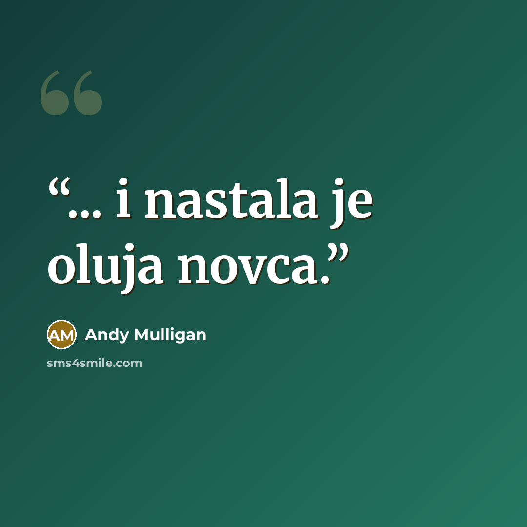 “... i nastala je oluja novca.” quote by Andy Mulligan