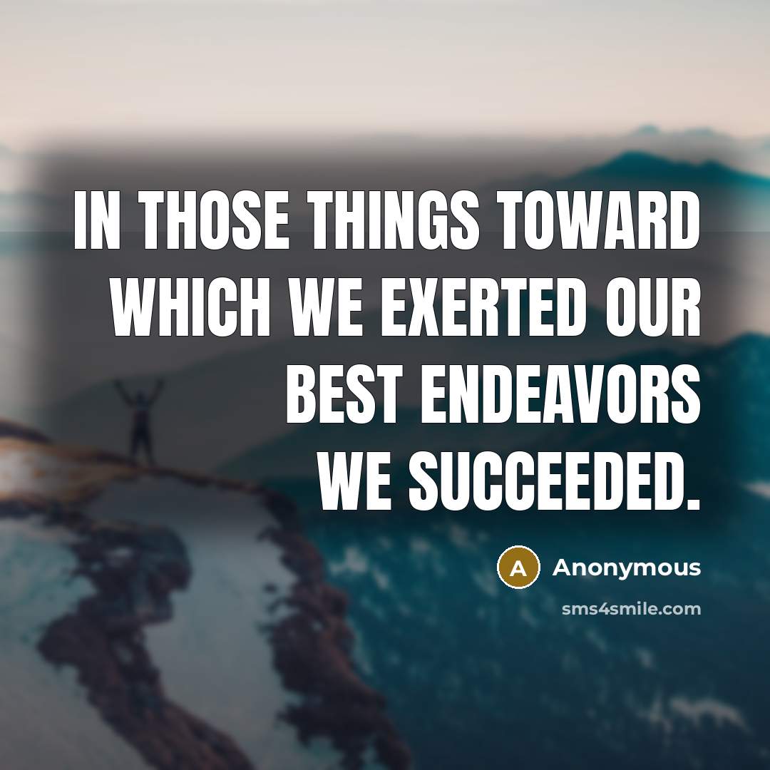 “In those things toward which we exerted our best endeavors we succeeded.” quote by Anonymous