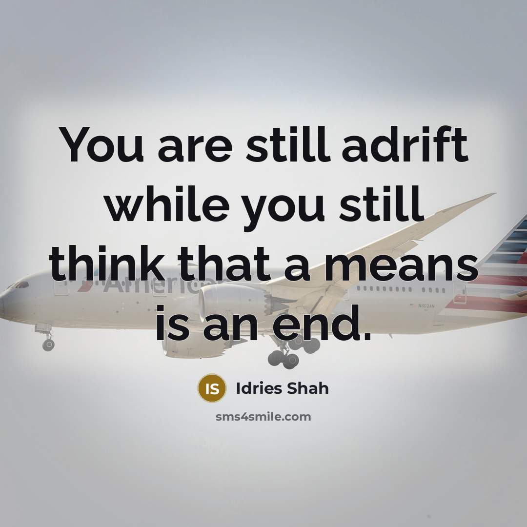 “You are still adrift while you still think that a means is an end.” quote by Idries Shah