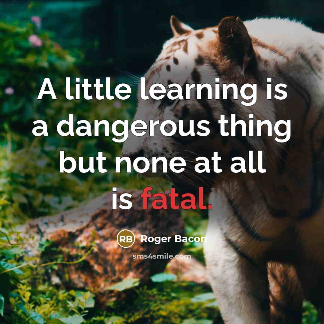 “A little learning is a dangerous thing but none at all is fatal.” quote by Roger Bacon