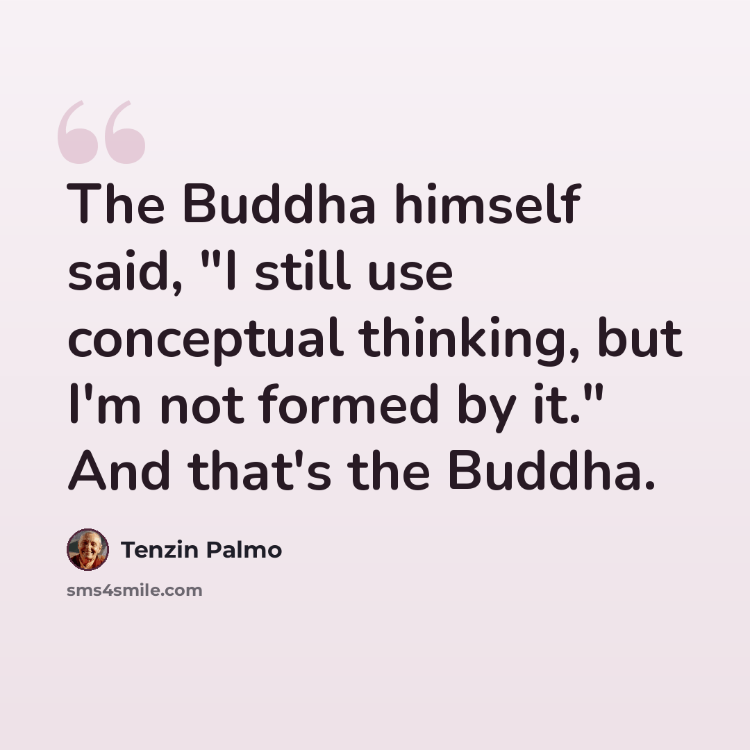 “The Buddha himself said, "I still use conceptual thinking, but I'm not formed by it." And that's the Buddha.” quote by Tenzin Palmo