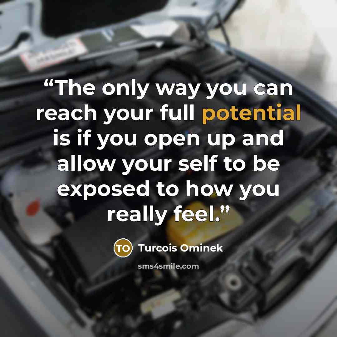 “The only way you can reach your full potential is if you open up and allow your self to be exposed to how you really feel.” quote by Turcois Ominek