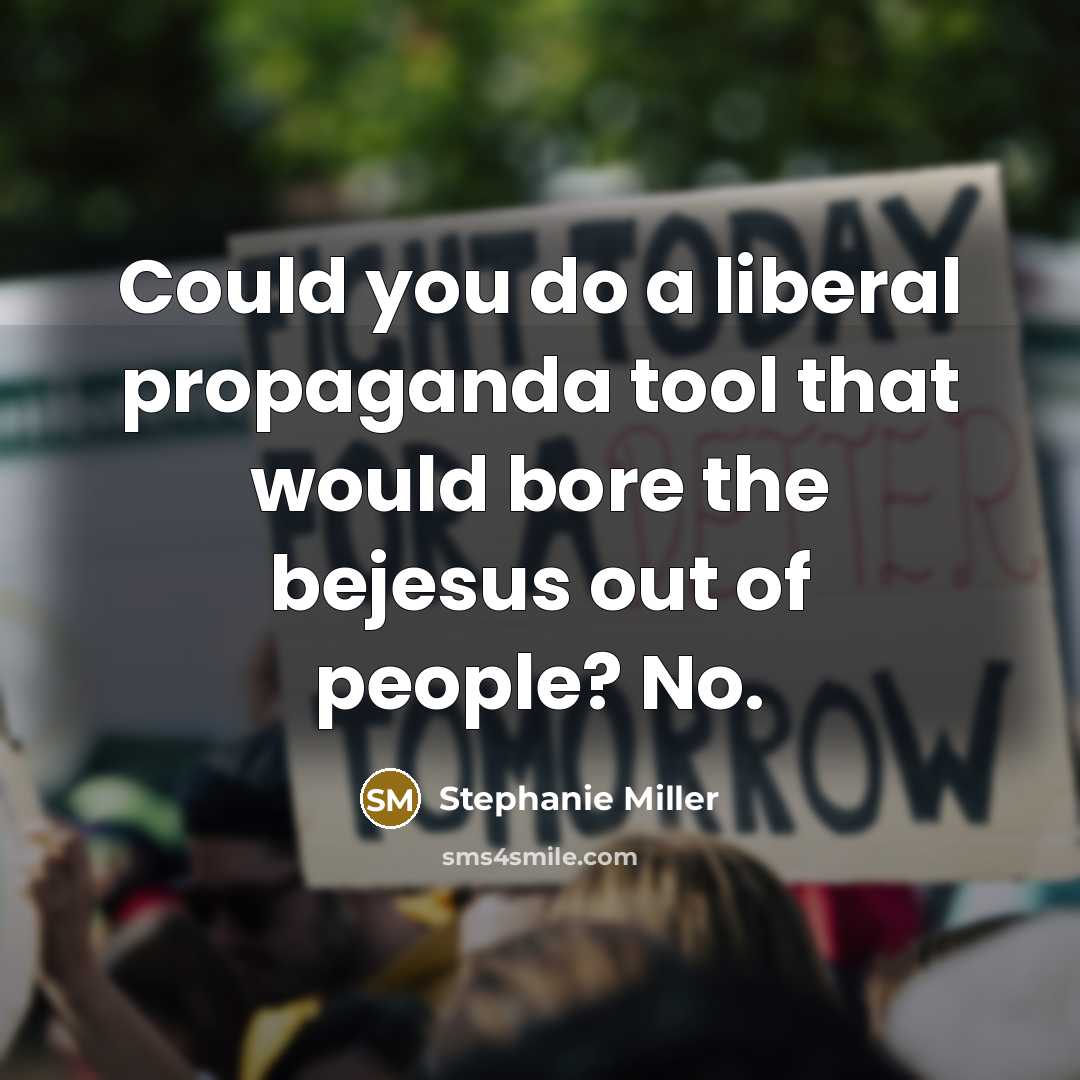 “Could you do a liberal propaganda tool that would bore the bejesus out of people? No.” quote by Stephanie Miller