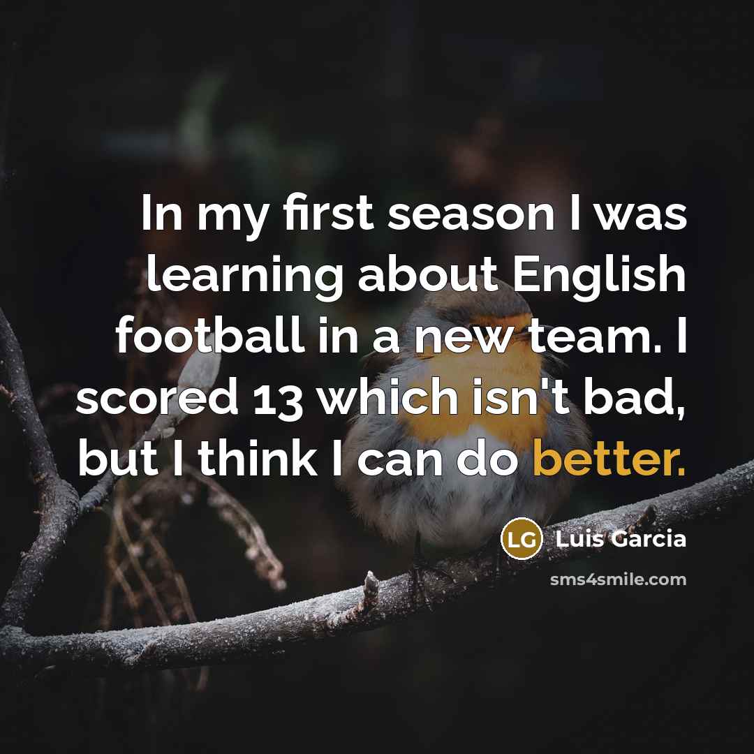 “In my first season I was learning about English football in a new team. I scored 13 which isn't bad, but I think I can do better.” quote by Luis Garcia