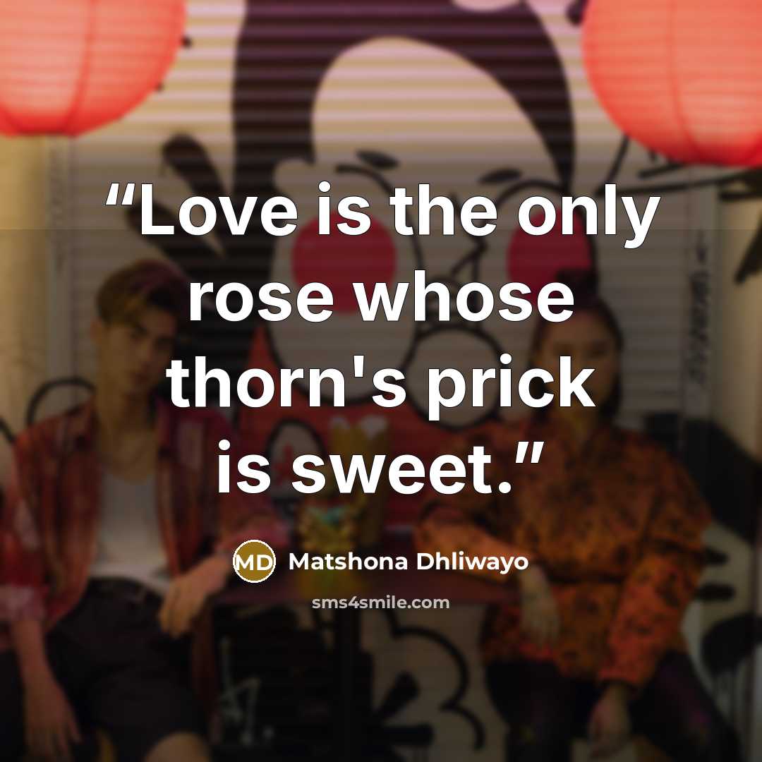 “Love is the only rose whose thorn's prick is sweet.” quote by Matshona Dhliwayo