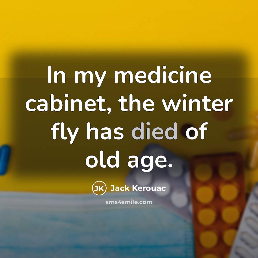 “In my medicine cabinet, the winter fly has died of old age.” quote by Jack Kerouac