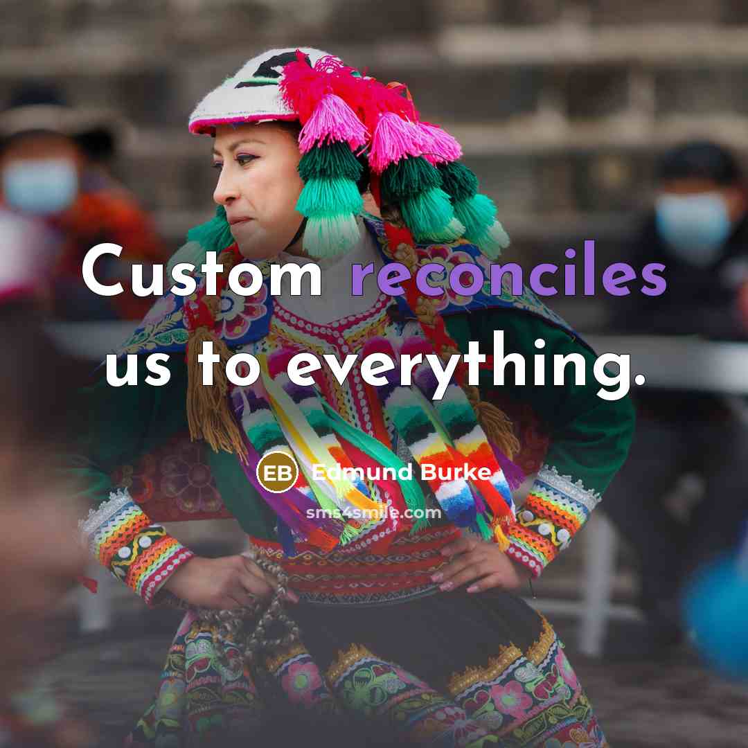 “Custom reconciles us to everything.” quote by Edmund Burke