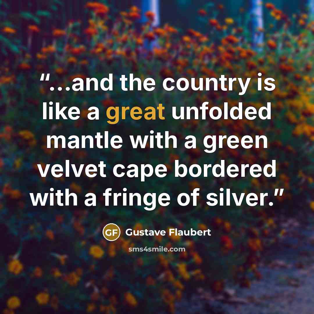 “...and the country is like a great unfolded mantle with a green velvet cape bordered with a fringe of silver.” quote by Gustave Flaubert