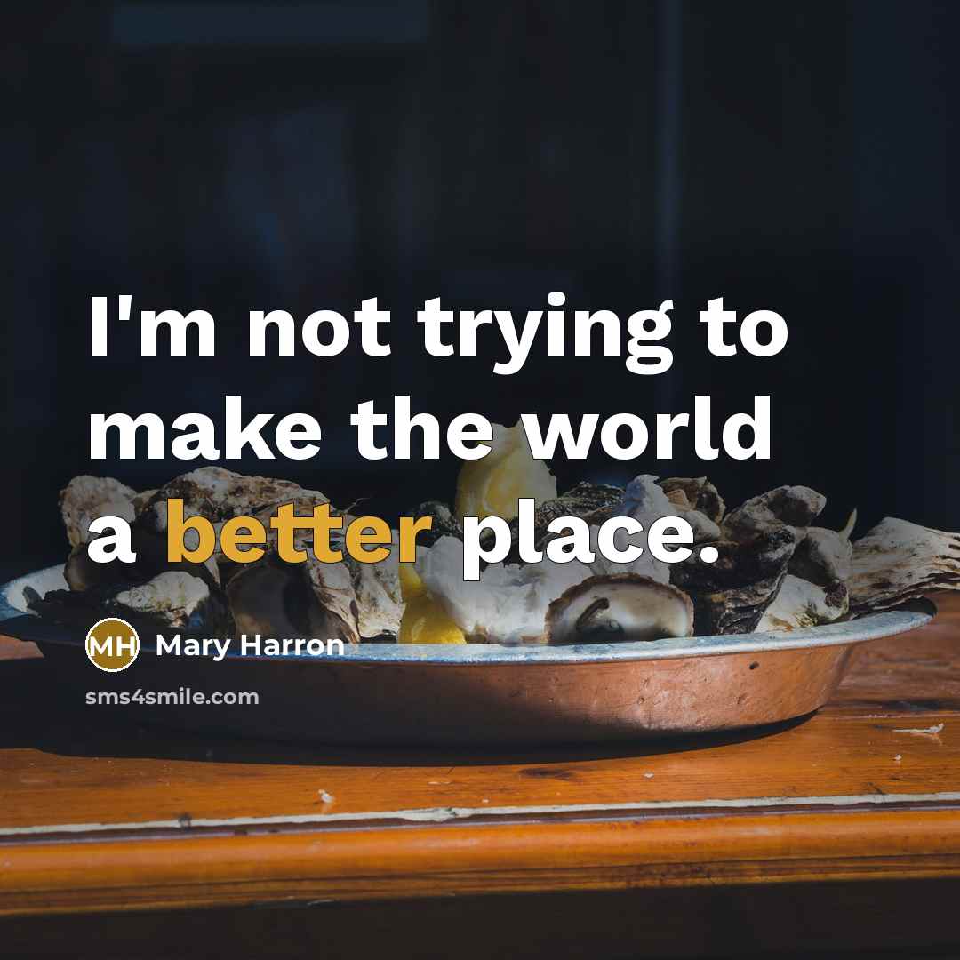 “I'm not trying to make the world a better place.” quote by Mary Harron