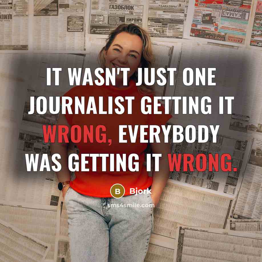 “It wasn't just one journalist getting it wrong, everybody was getting it wrong.” quote by Bjork
