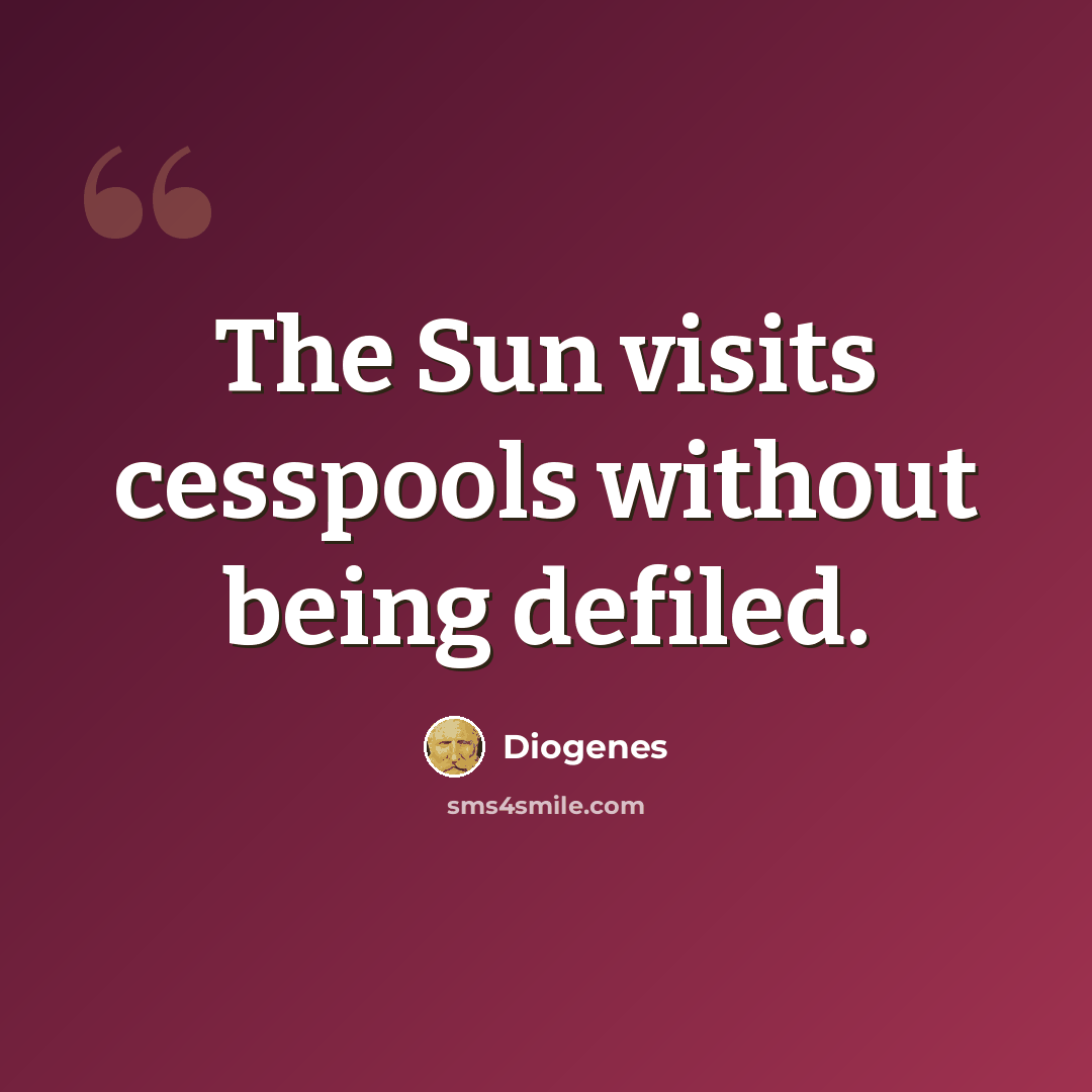 “The Sun visits cesspools without being defiled.” quote by Diogenes