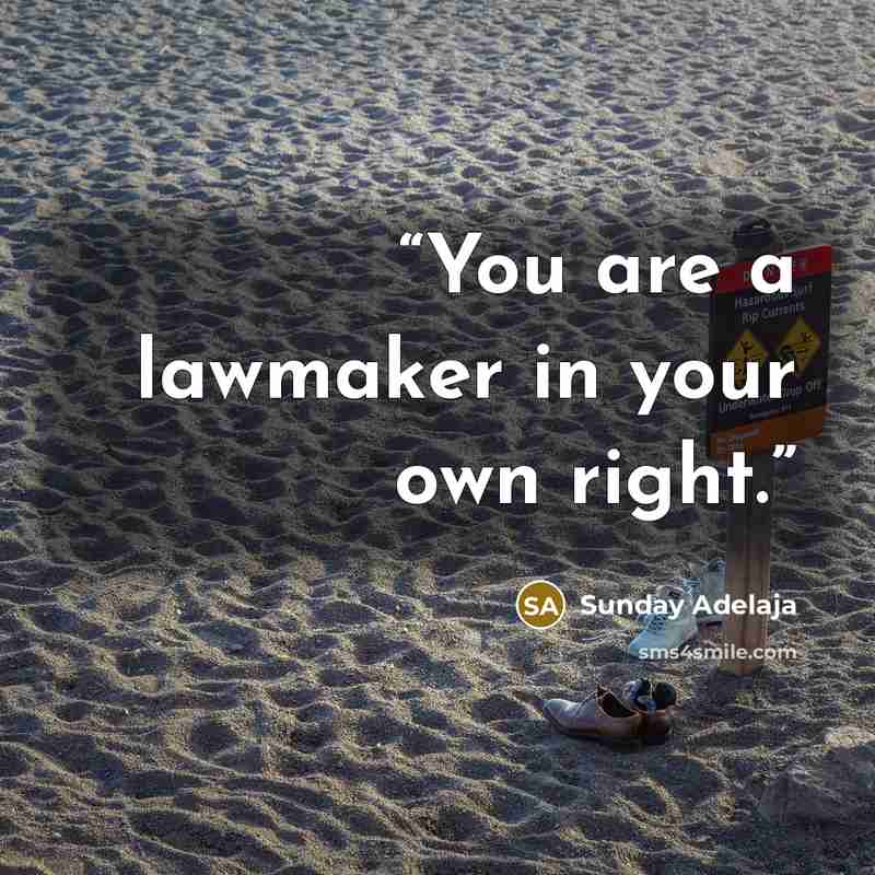 “You are a lawmaker in your own right.” quote by Sunday Adelaja