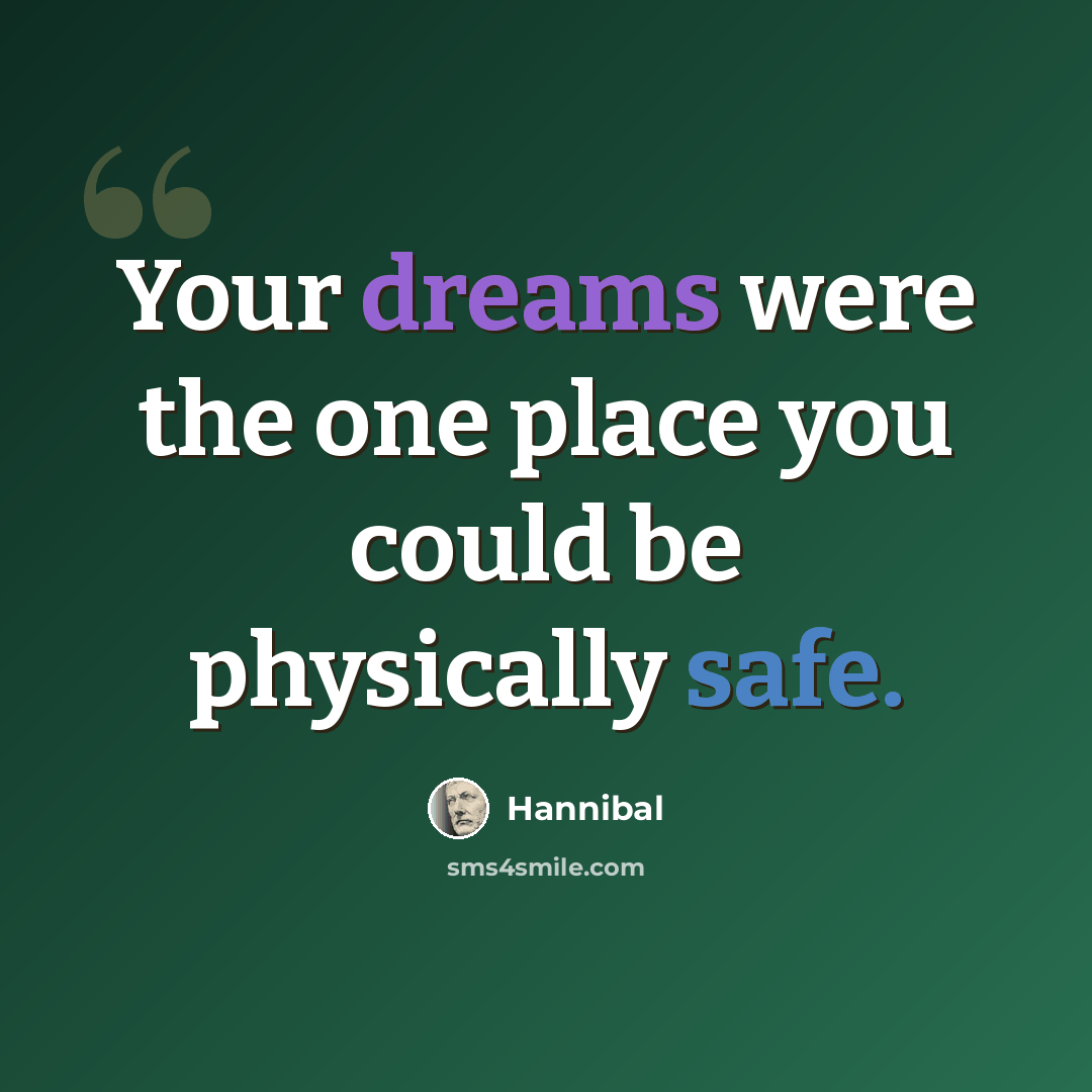“Your dreams were the one place you could be physically safe.” quote by Hannibal