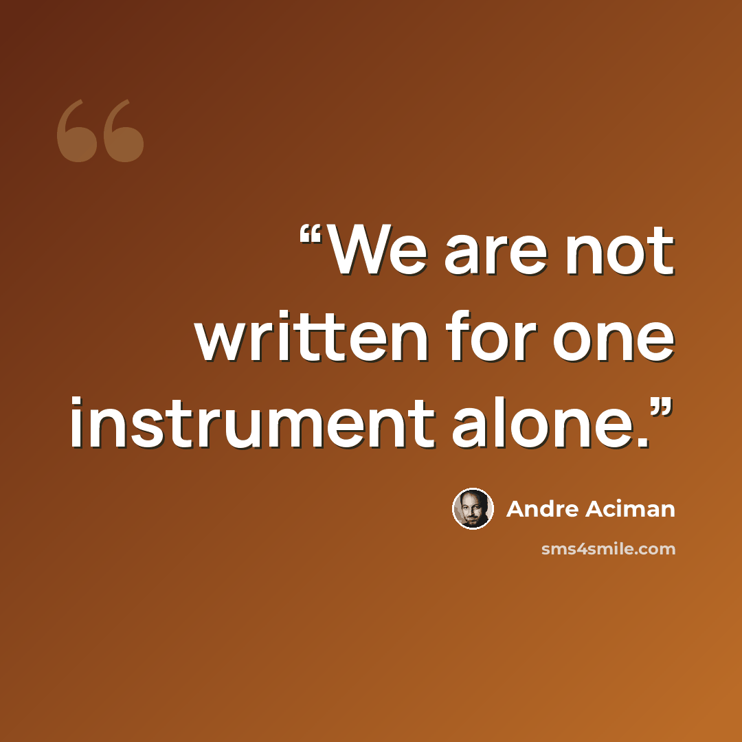 “We are not written for one instrument alone.” quote by André Aciman