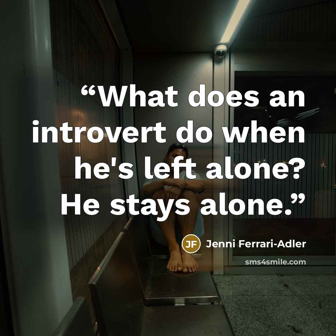 “What does an introvert do when he's left alone? He stays alone.” quote by Jenni Ferrari-Adler
