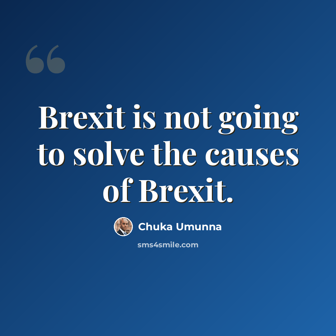 “Brexit is not going to solve the causes of Brexit.” quote by Chuka Umunna