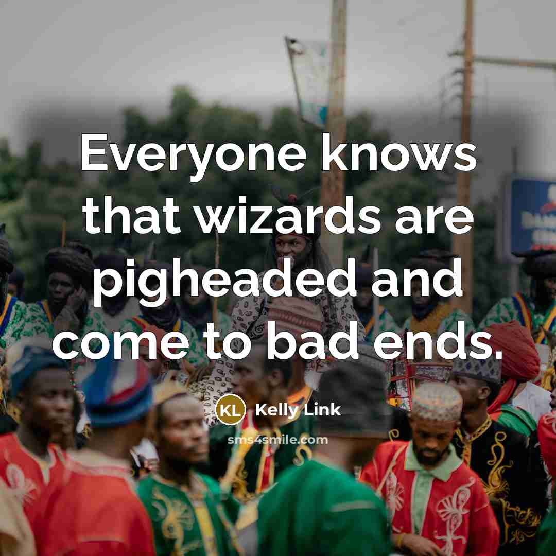 “Everyone knows that wizards are pigheaded and come to bad ends.” quote by Kelly Link