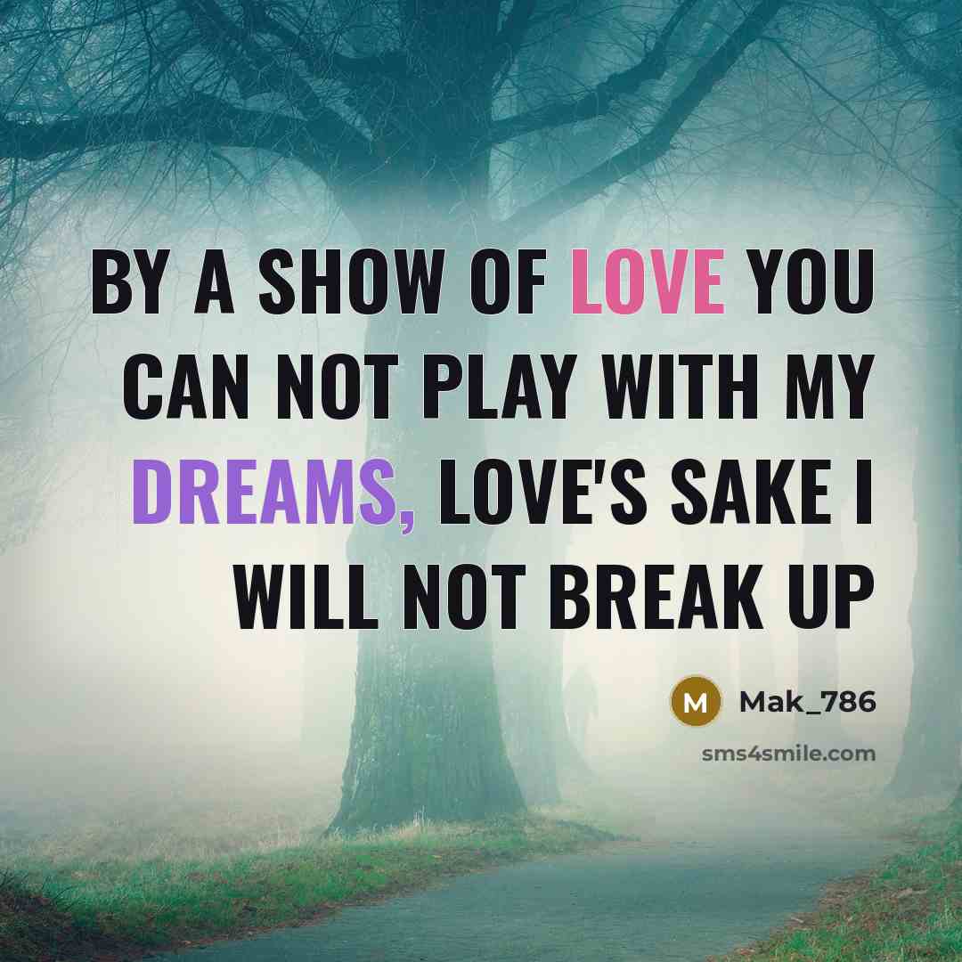 “By a show of love you can not play with my dreams, love's sake I will not break up” quote by Mak_786