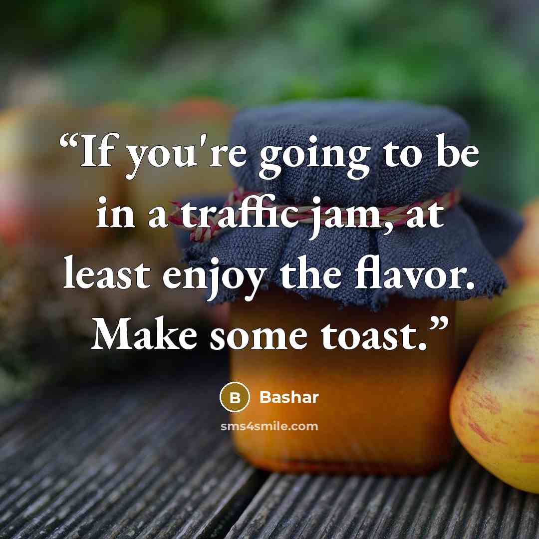 “If you're going to be in a traffic jam, at least enjoy the flavor. Make some toast.” quote by Bashar