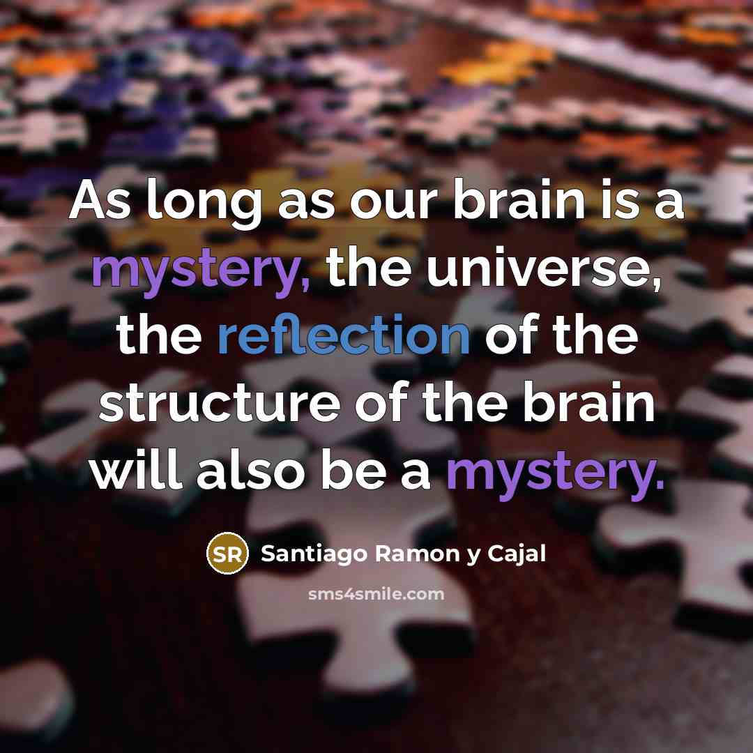 “As long as our brain is a mystery, the universe, the reflection of the structure of the brain will also be a mystery.” quote by Santiago Ramon y Cajal