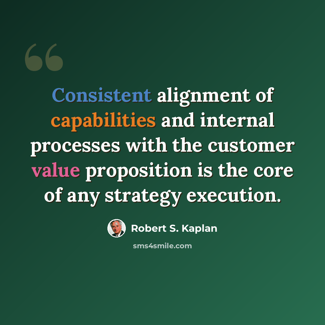 “Consistent alignment of capabilities and internal processes with the customer value proposition is the core of any strategy execution.” quote by Robert S. Kaplan