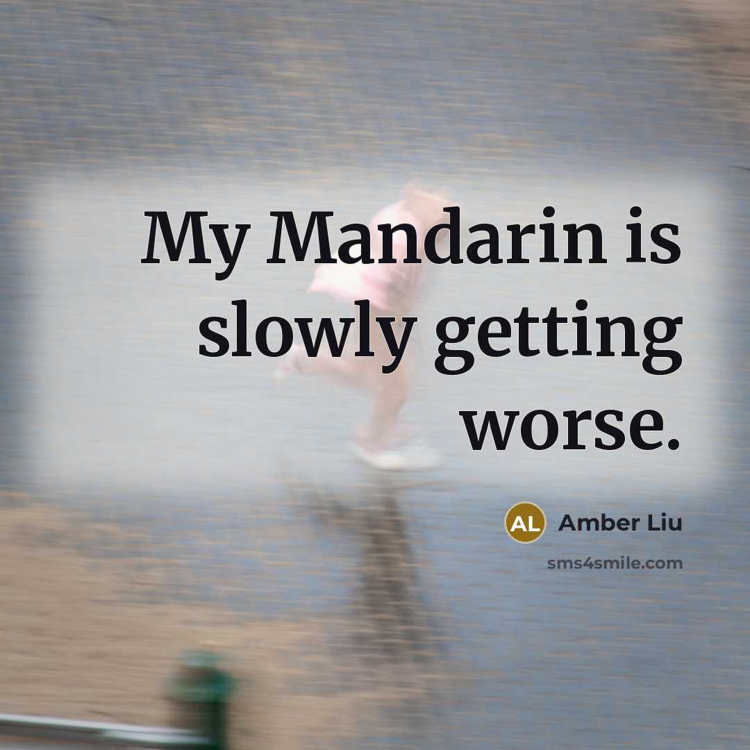 “My Mandarin is slowly getting worse.” quote by Amber Liu