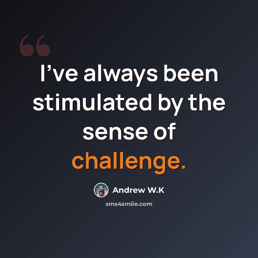 “I've always been stimulated by the sense of challenge.” quote by Andrew W.K