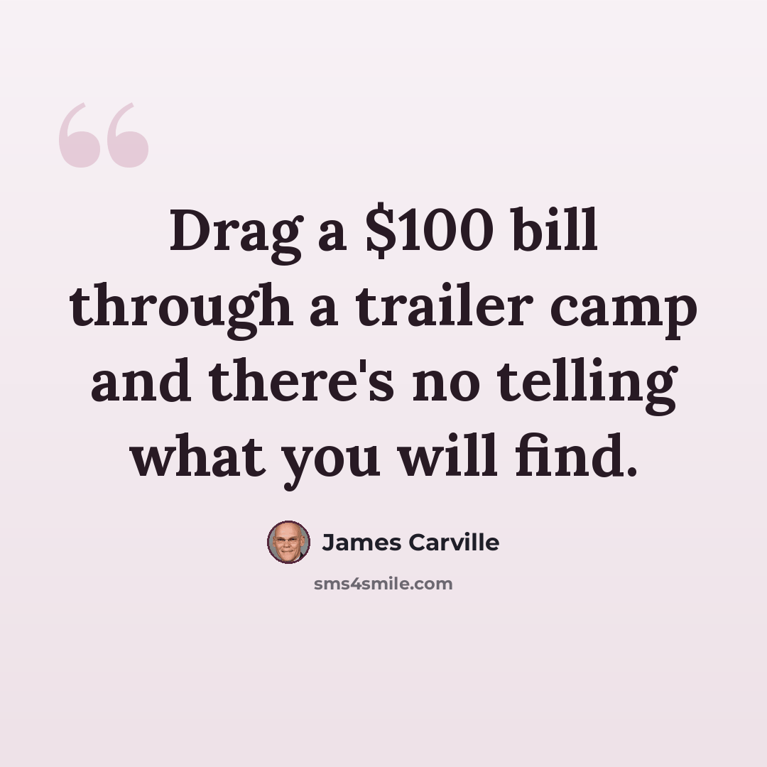 “Drag a $100 bill through a trailer camp and there's no telling what you will find.” quote by James Carville