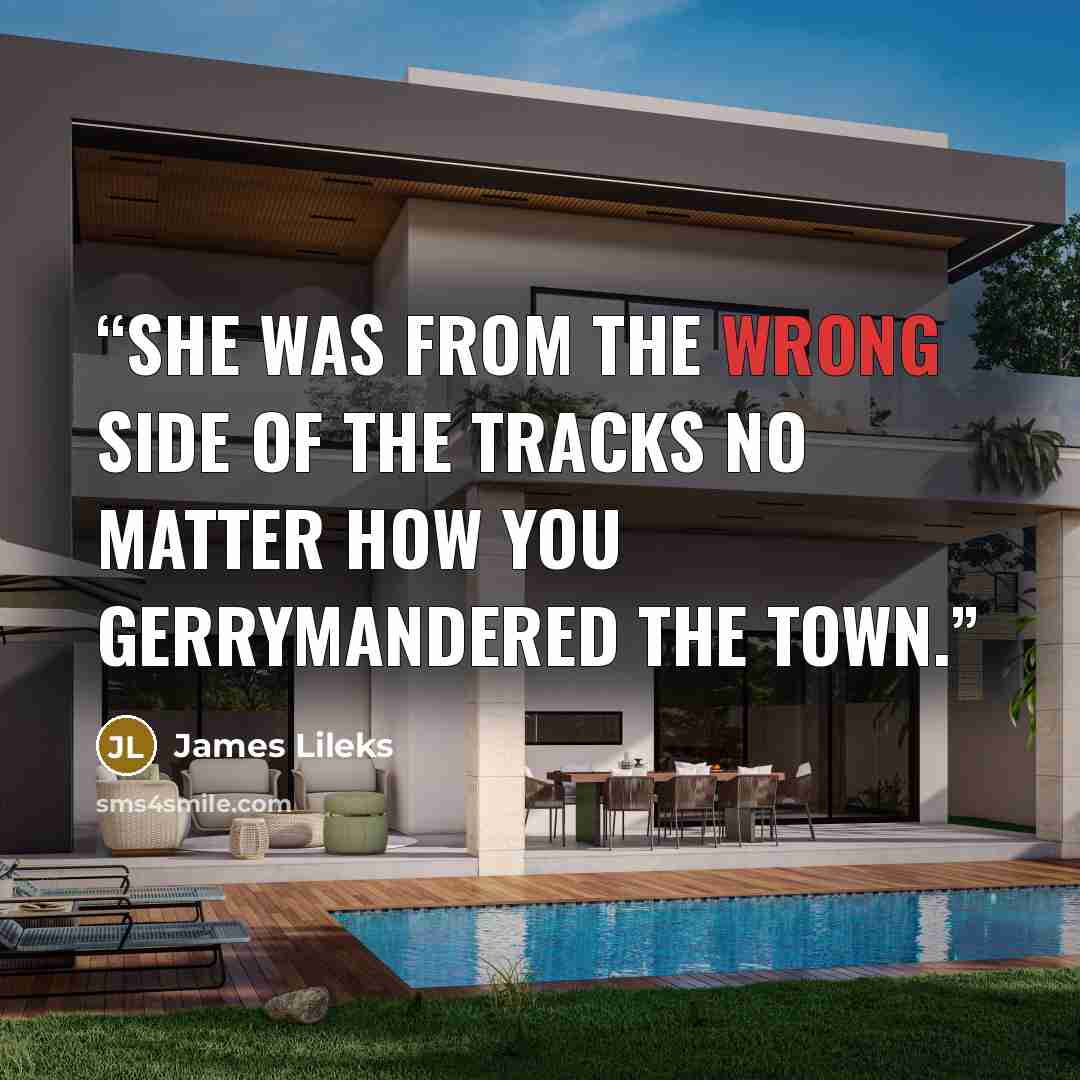 “She was from the wrong side of the tracks no matter how you gerrymandered the town.” quote by James Lileks