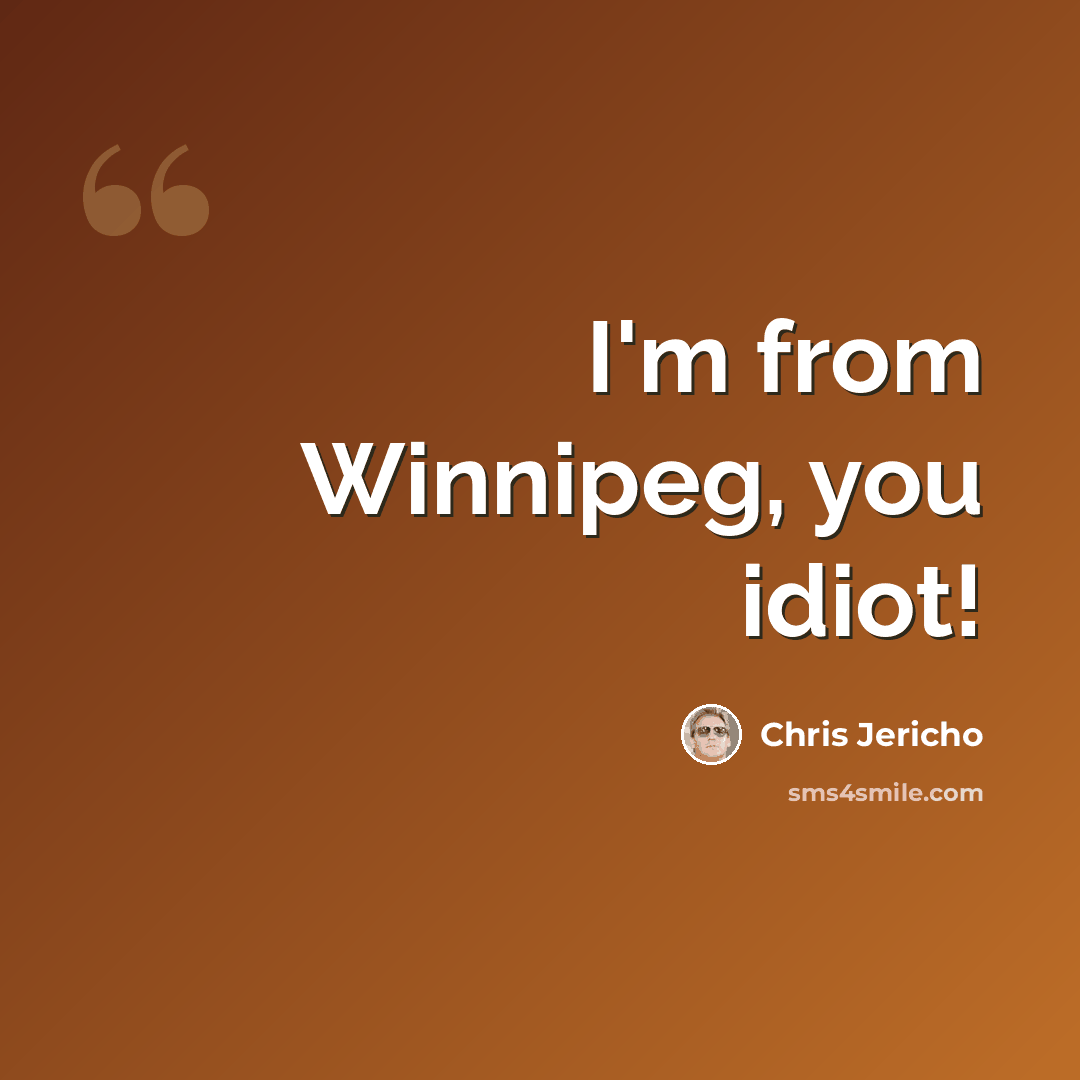 “I'm from Winnipeg, you idiot!” quote by Chris Jericho